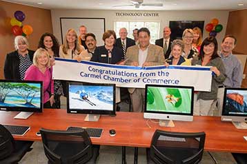 Ribbon cutting with the Carmel Chamber of Commerce in the newly refurbished Techonology Center